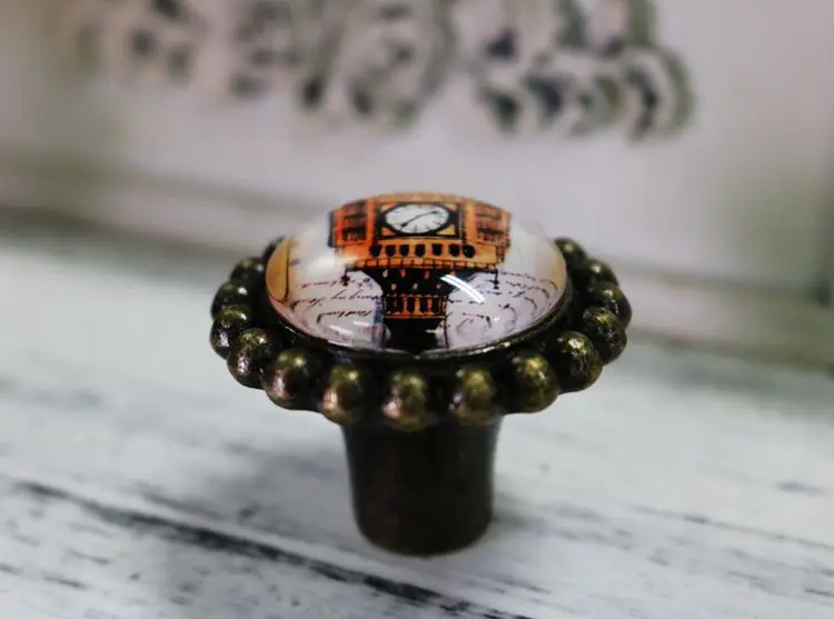 2 шт. Znic сплава с украшением в виде кристаллов Стекло ручка двери Ретро штамп