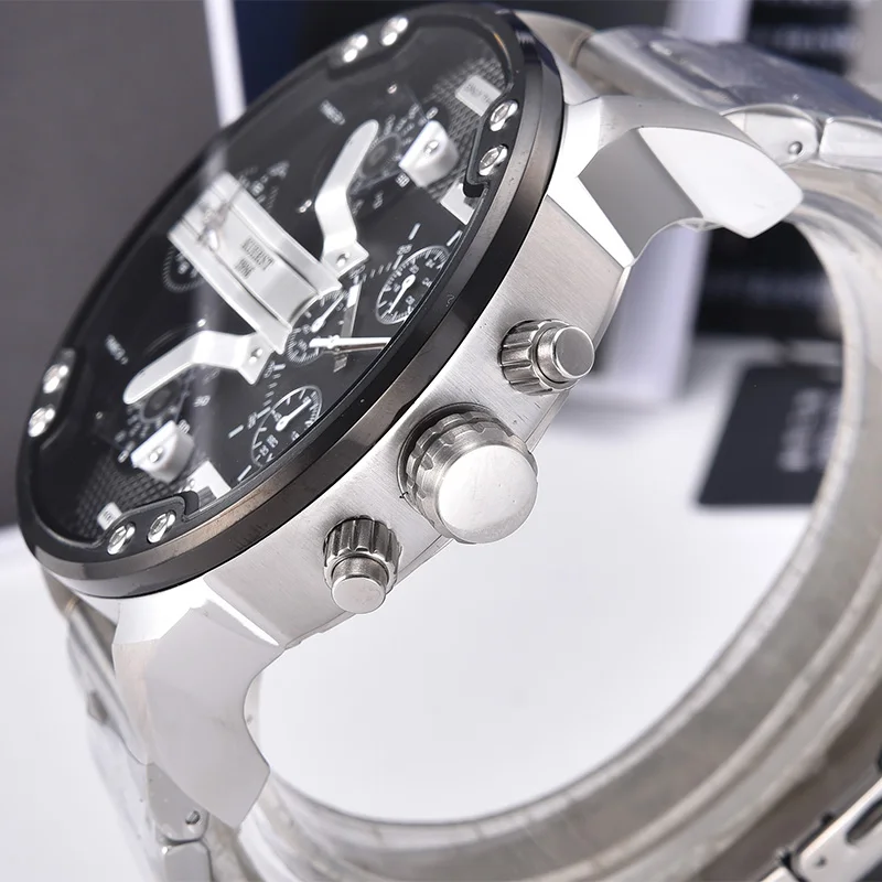 New Men's Large Dial Sports Watch Multi-time Zone Display Military Watch Men Luxury Brand KUERST Waterproof Quartz Watch
