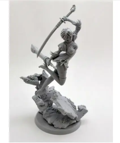 1/24 75 мм девочка с мечом красавица древний воин игрушка Смола модель миниатюрный