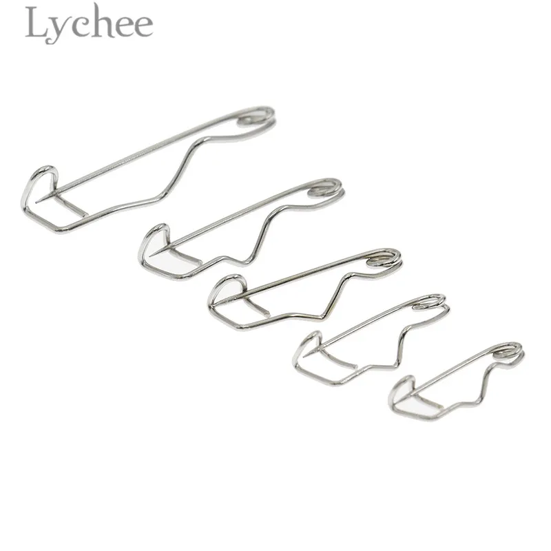 Lychee Life 100 шт. 16 мм/19 мм/22 мм/26 мм/32 мм S изогнутые защитные булавки серебристого