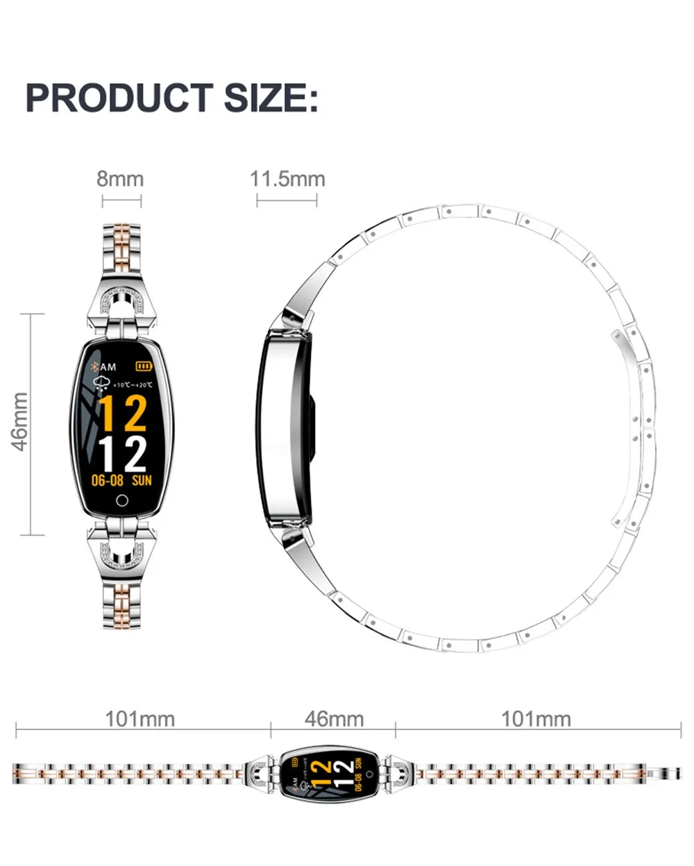 

H8 Color Screen Blood Pressure/Heart Rate Monitor Smart Bracelet Watch Pedometer Fashion sports smart watch Montre intelligente