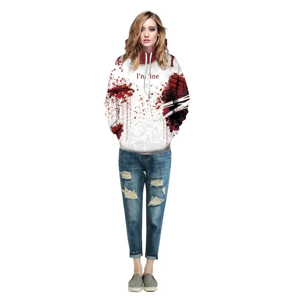 Толстовка на Хэллоуин для мужчин и женщин, толстовка с 3d принтом, одежда Im fake blood