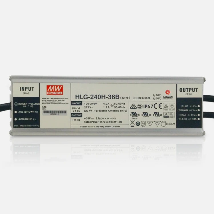 Meanwell HLG 240H 12B Светодиодный источник питания с регулируемой яркостью 12В 192 Вт 16А