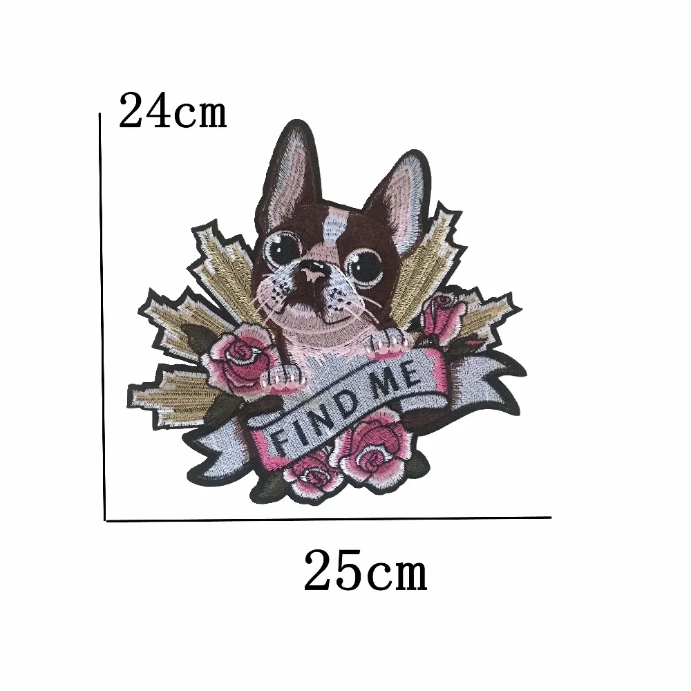 FIND ME Dog Patches Iron on Stickers Applique Embroidered Patch for Clothes DIY Decoration Scrapbook Patchwork Large Appliques | Дом и сад