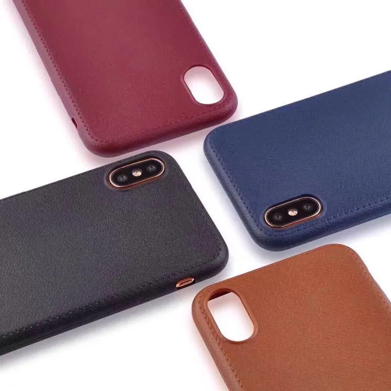 100 шт./лот кожаный чехол для телефона с текстурой под iPhone X 8 8Plus мягкая задняя