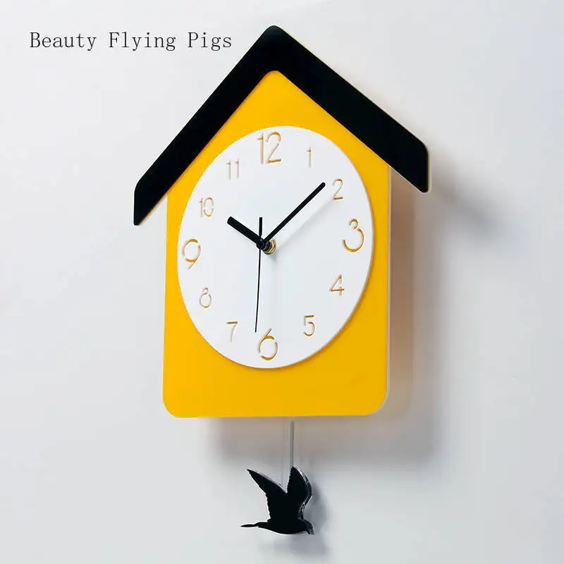 1 шт. креативные импортные товары гостиная желтый дом настенные часы в форме