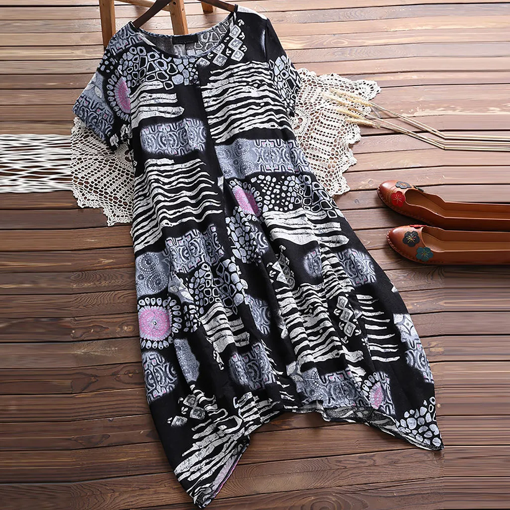 Женское платье для женщин Цветочный принт на каждый день короткий рукав Мини