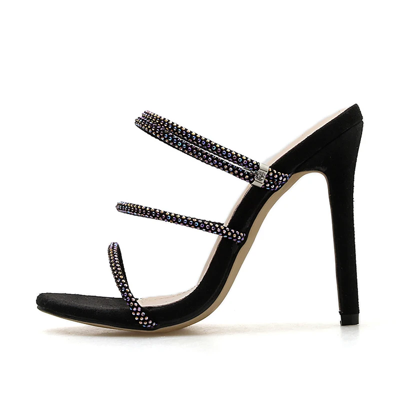 Босоножки женские на тонком каблуке стильные пикантные сандалии без задника