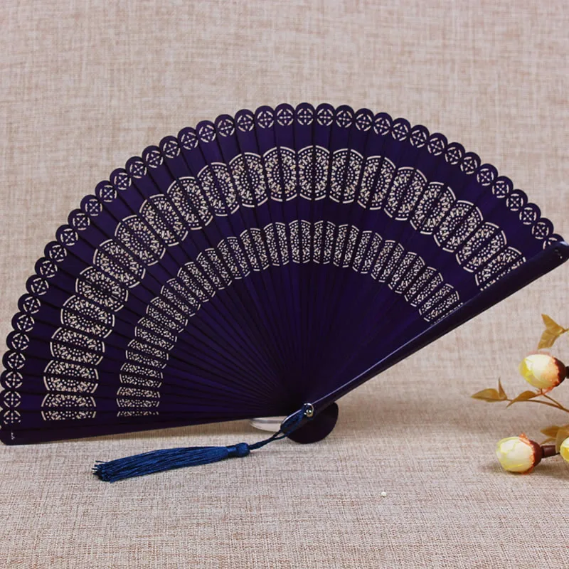 Ручной Вентилятор Китайский ветер полный бамбуковый вентилятор резьба полые