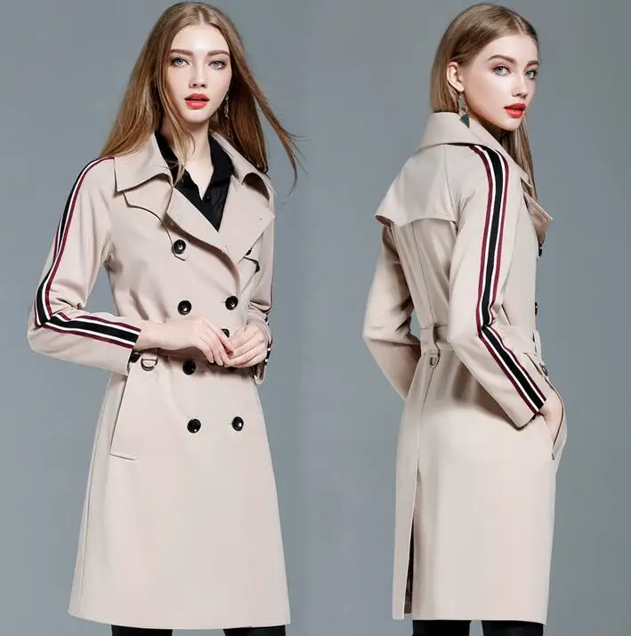 

Medium-long trench coat women overcoat loose olive trench coats female outerwear 2020 spring autumn ribbon S - 9XL