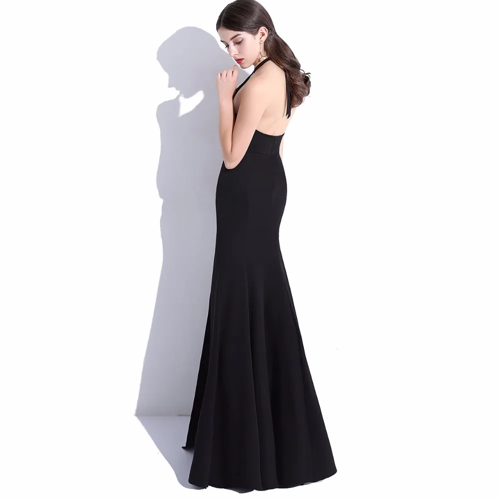Женское вечернее платье с лямкой на шее CEEWHY Черное Русалочки большие размеры|evening