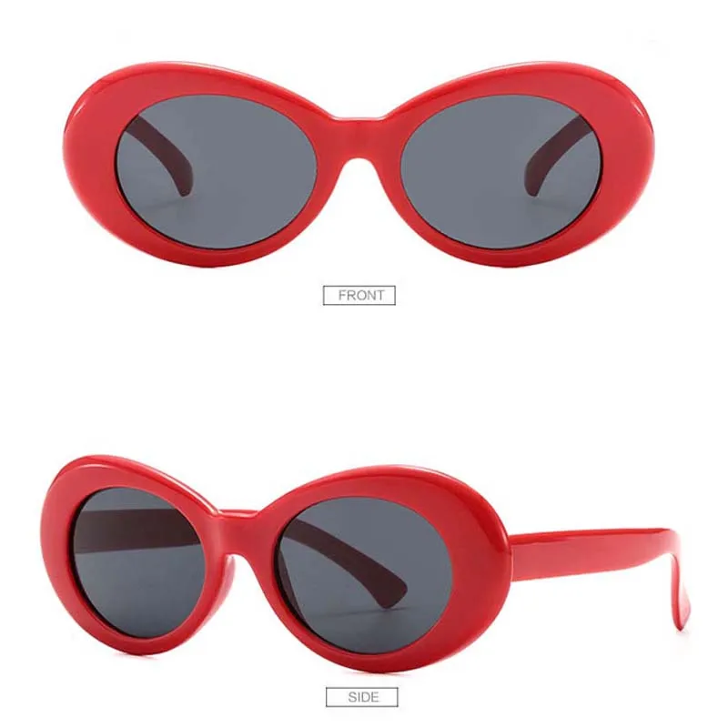red frame gray Женские защитные очки, мужские Модные солнцезащитные очки, женские мужские Овальные Солнцезащитные очки, черные, белые, красные очки, UV400 - Цвет линз: red frame gray