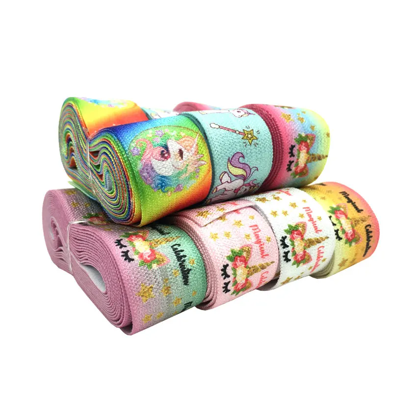 Эластичная Складная лента с мультяшным принтом единорога 14 и 20 мм для творчества