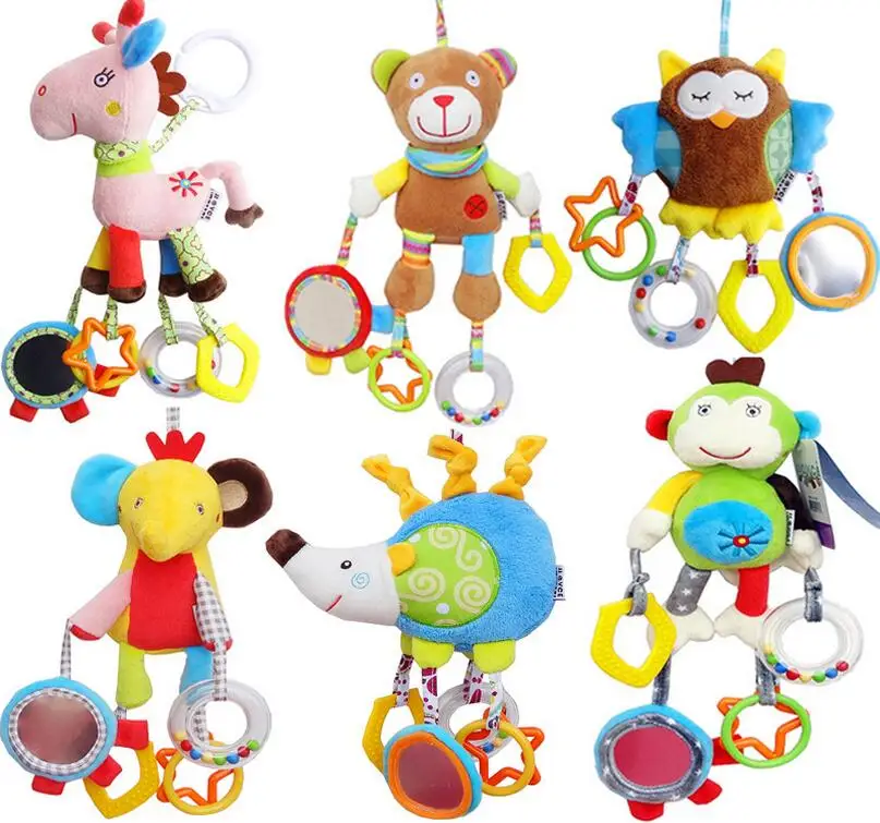 

2018 Baby Stroller Bed Hanging animal Toys Handbell Rattle Mobile Teether Education Stuffed Plush Kid Girl/Boy Toys