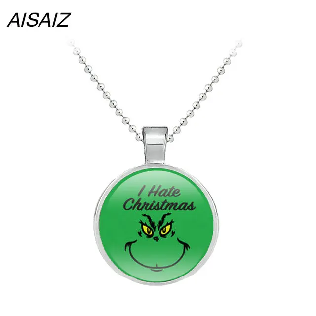 N110-1 Как Grinch украли стекло кулон ожерелье Grinch брелок бижутерия рождественские подарки для детских игрушек - Окраска металла: N110-1