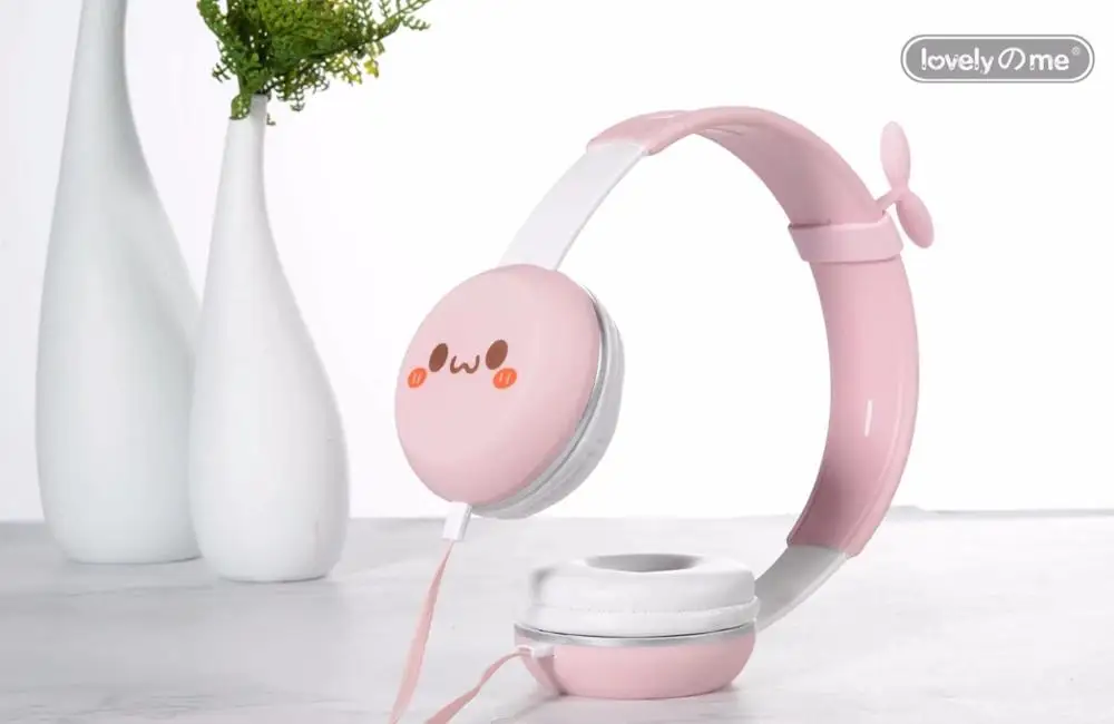 pink-Headphone Прекрасный мультфильм трава Проводная гарнитура для взрослых и детей, музыкальные стерео наушники для компьютера MP3 4 видов мобильных телефонов - Цвет: pink-Headphone