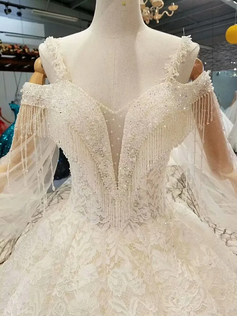 LS441100 свадебное платье на тонких бретельках с длинными рукавами длиной до пола с вырезами свадебное платье плюс размер можно настроить