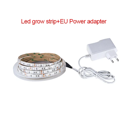 EU Plug Set 5 м светодиодный светильник для выращивания, полный спектр, 12 В постоянного тока, лампа для выращивания, Светодиодная лента, светильник для роста, набор с адаптером и регулируемым переключателем, гидропонный - Испускаемый цвет: EU Plug Set