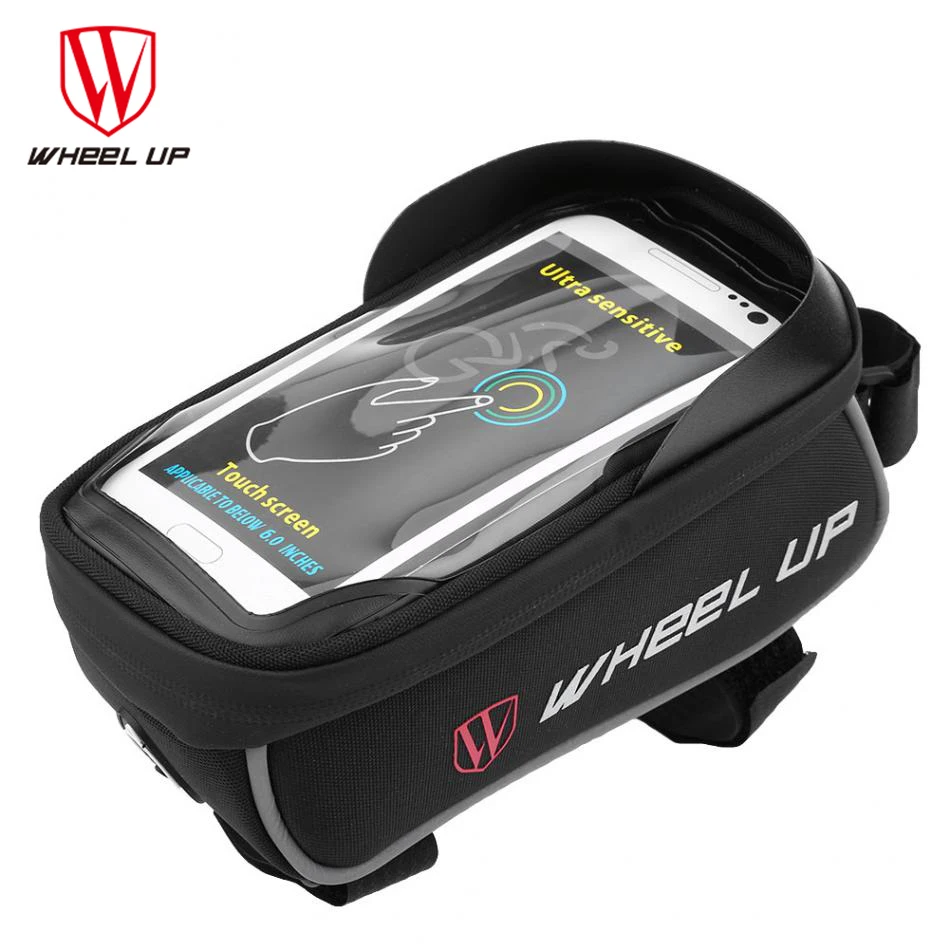 Черная велосипедная сумка на переднюю трубу чехол для телефона