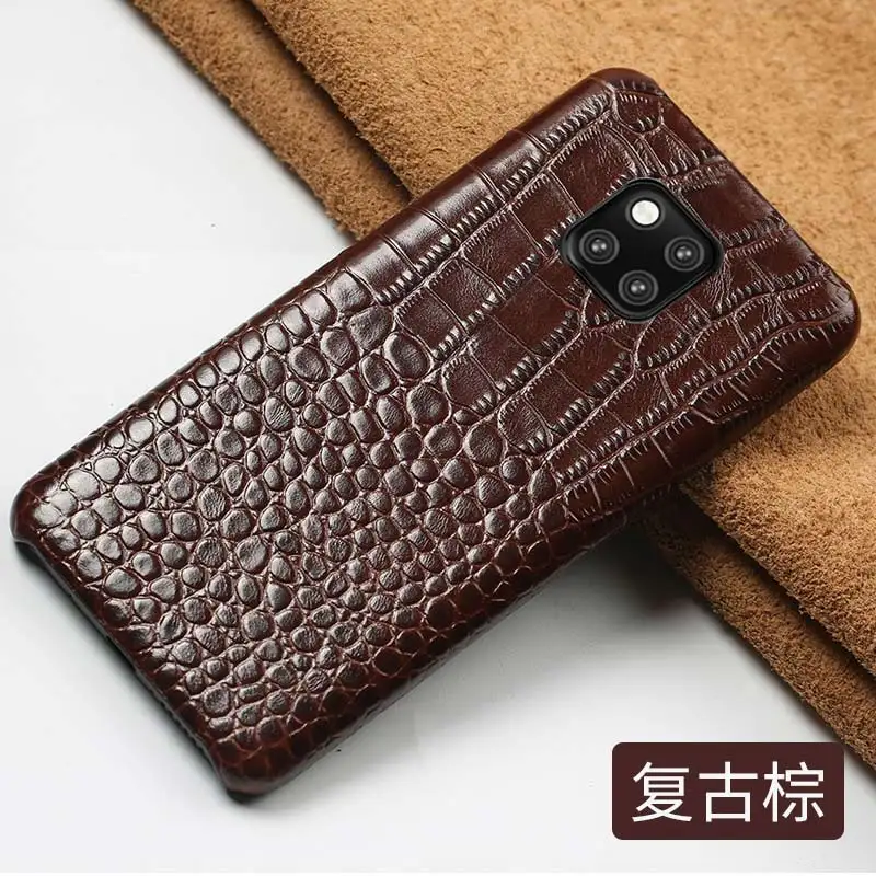 brown Роскошный чехол для телефона из натуральной кожи для huawei mate 20 10 pro mate 9 pro Honor 9, деловой персональный защитный чехол - Цвет: brown