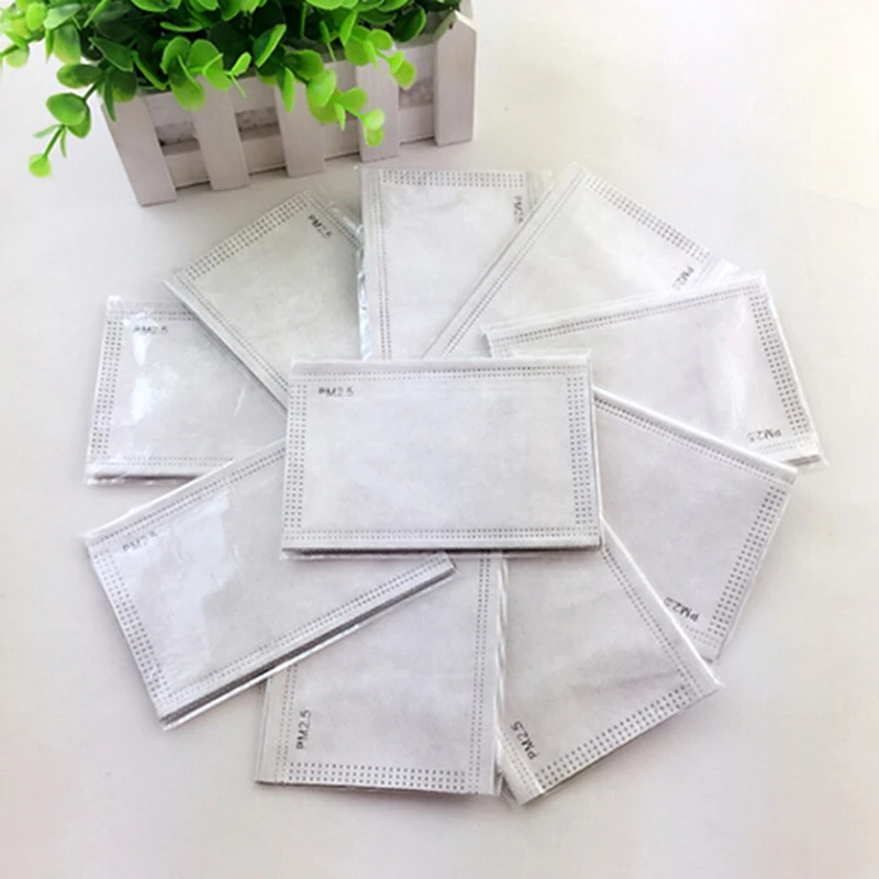 10pcs 20 шт. 5 слоев фильтр с активированным углем эффективная фильтрация PM2.5 анти дымка рот маски сменные фильтры для рот муфельной - Цвет: 10pcs