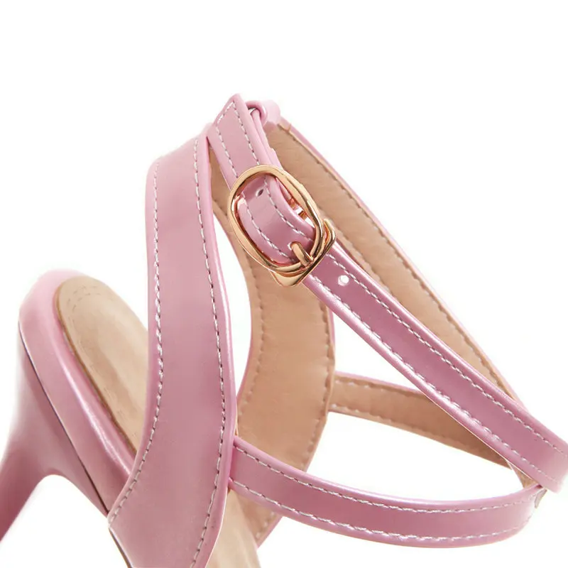 

Women Sequined High Heels Summer Open Toe Sandals Fashion Pointed Toe Ankle Strap Thin Heels Dress Shoes Women Big Size
