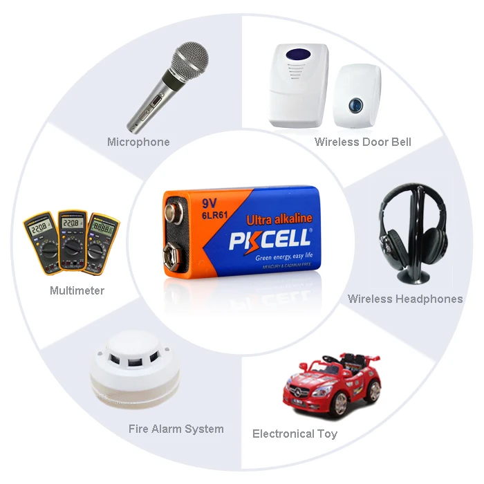 5 шт.* батарейки PKCELL 9 V 6LF22 6LR61 PPP3 1604A щелочной Батарея не перезаряжаемые 9 V Батарея батареи