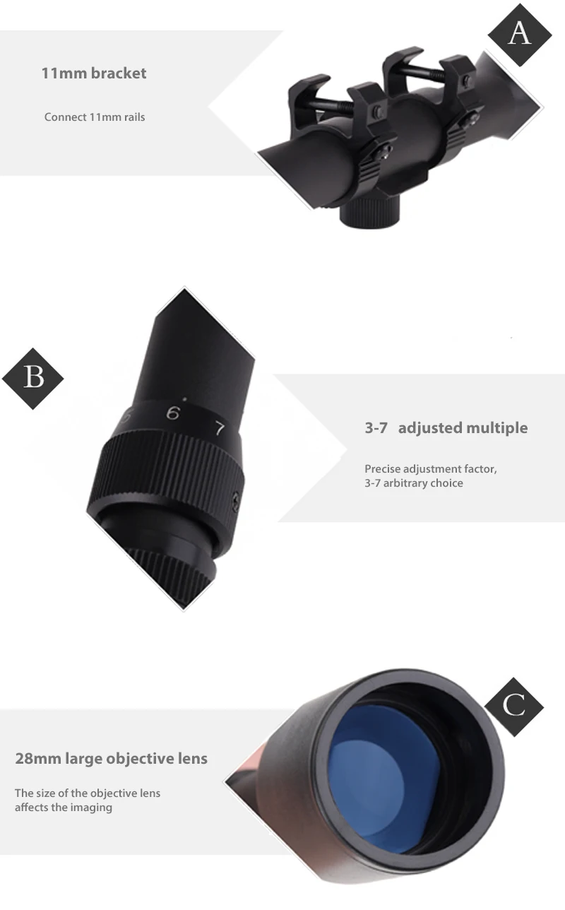 Охотничий телескоп 3-7x28 Zoom Air телескопическая винтовка прицел оптические прицелы для охоты подходят крепления Crosshair для наружного применения