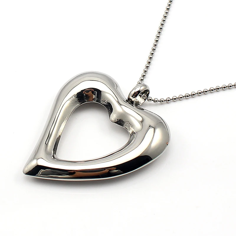COUYA 2017 New design 316L stainless steel silver big hollow heart pendant necklace women jewelry Free shipping high quality|designer jewelry|jewelry