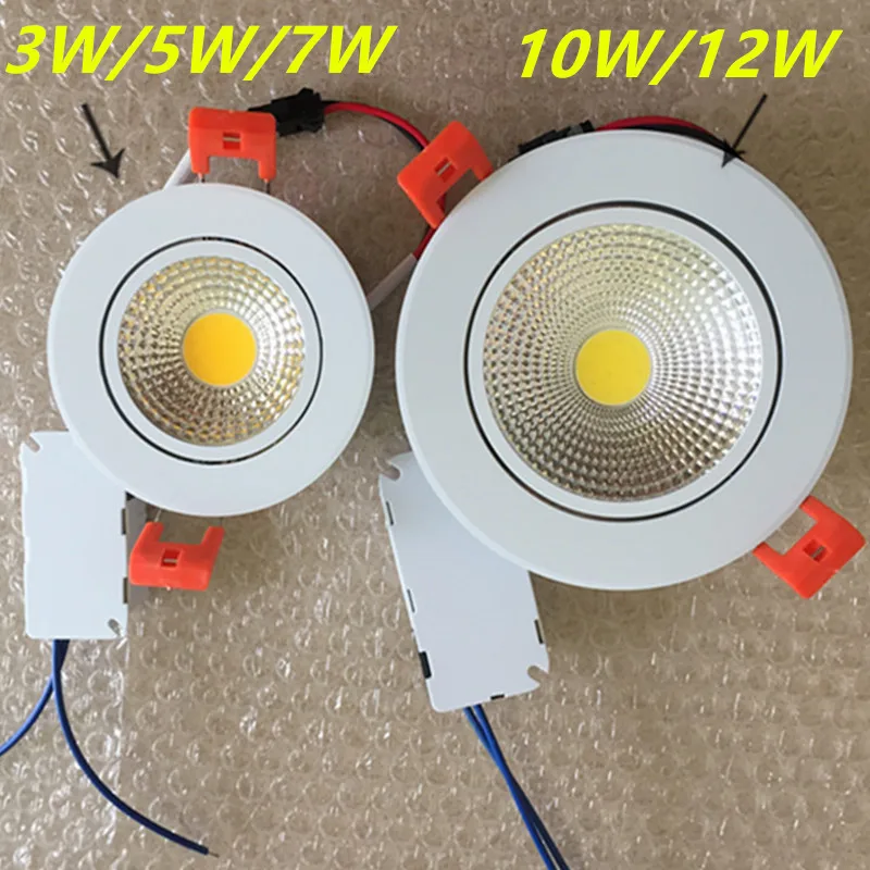 3W 5W 7W 10W 12W Dimmable COB LED Downlight Recessed spot lamp + 110V 220V Driver Quick Splice Lock Wire Terminals | Лампы и освещение