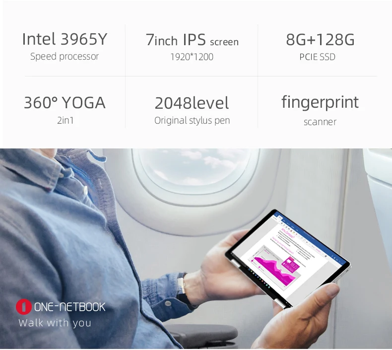Нетбук One Mix 1S ноутбук 7 дюймов Yoga карманный ноутбук Windows 10 Intel Core 3965Y металлический корпус 8GB 256GB SSD