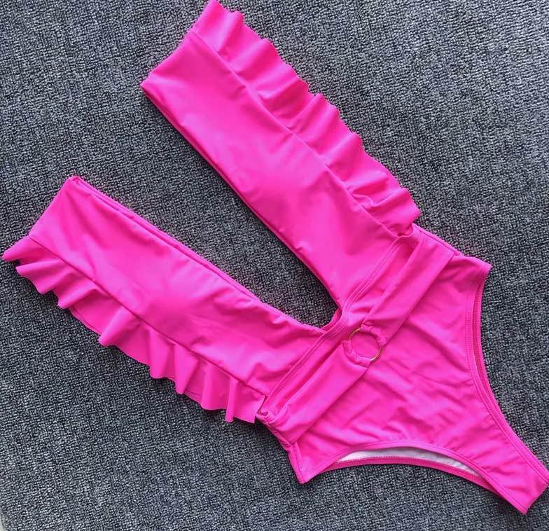 rose pink Сексуальный сдельный женский купальник, глубокий v-образный вырез, Леопардовый принт, змеиный принт, купальник, монокини, купальник, пляжная одежда, черный, белый, красный - Цвет: rose pink