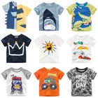 Футболка для мальчиков и девочек с мультипликационным принтом, летняя футболка для младенцев, футболки для девочек, топы, футболки, одежда для мальчиков DX-BS2