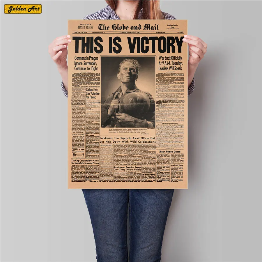 Новостная бумага THIS IS VICTORY WW2 винтажный постер из крафт-бумаги ретро Наклейка на