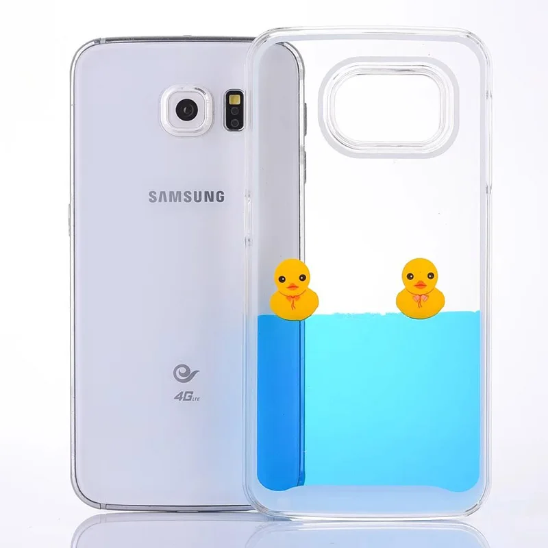 Vonada/милый чехол для samsung Galaxy S6, уникальный плавучий плавательный жидкий резиновый утиный синий водный ПК Жесткий Чехол для телефона, чехол