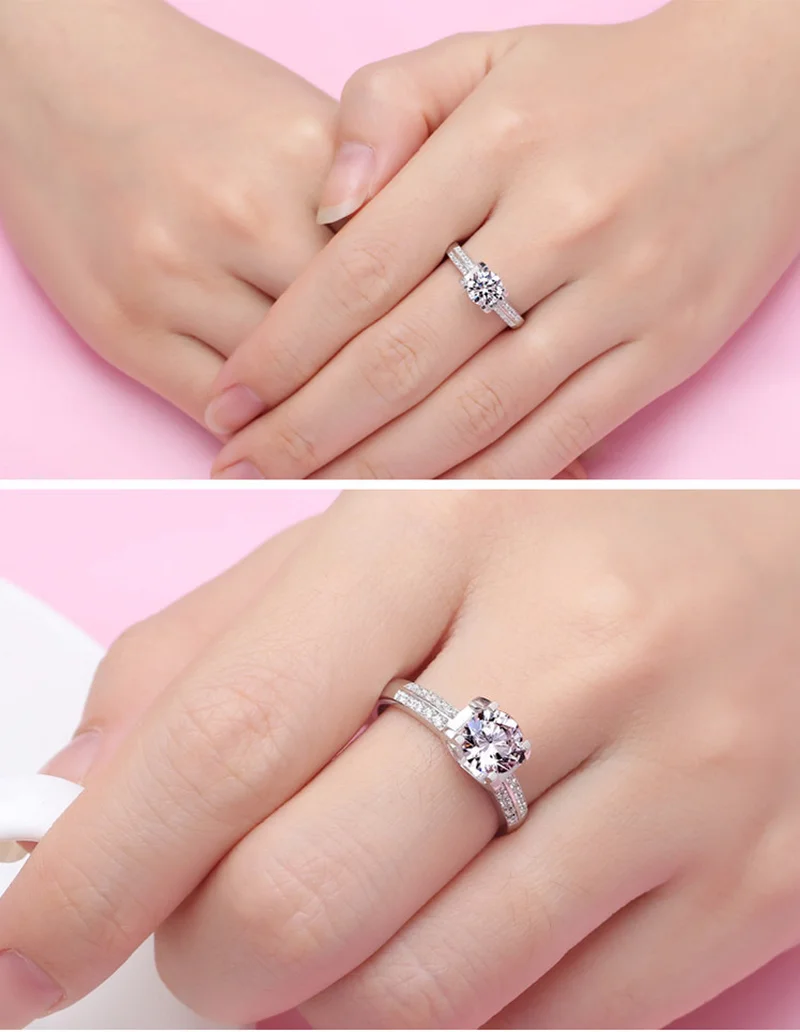 Настоящее Высокое качество роскошное моделирование Moissanite Серебряное Кольцо