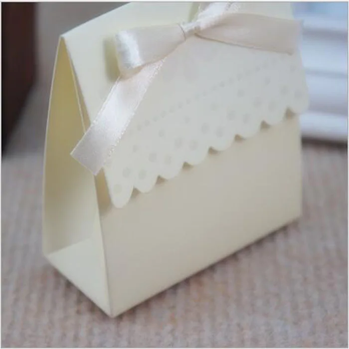 100 шт. цвета слоновой кости Цвет Свадебные Коробки конфет Baby Shower День рождения