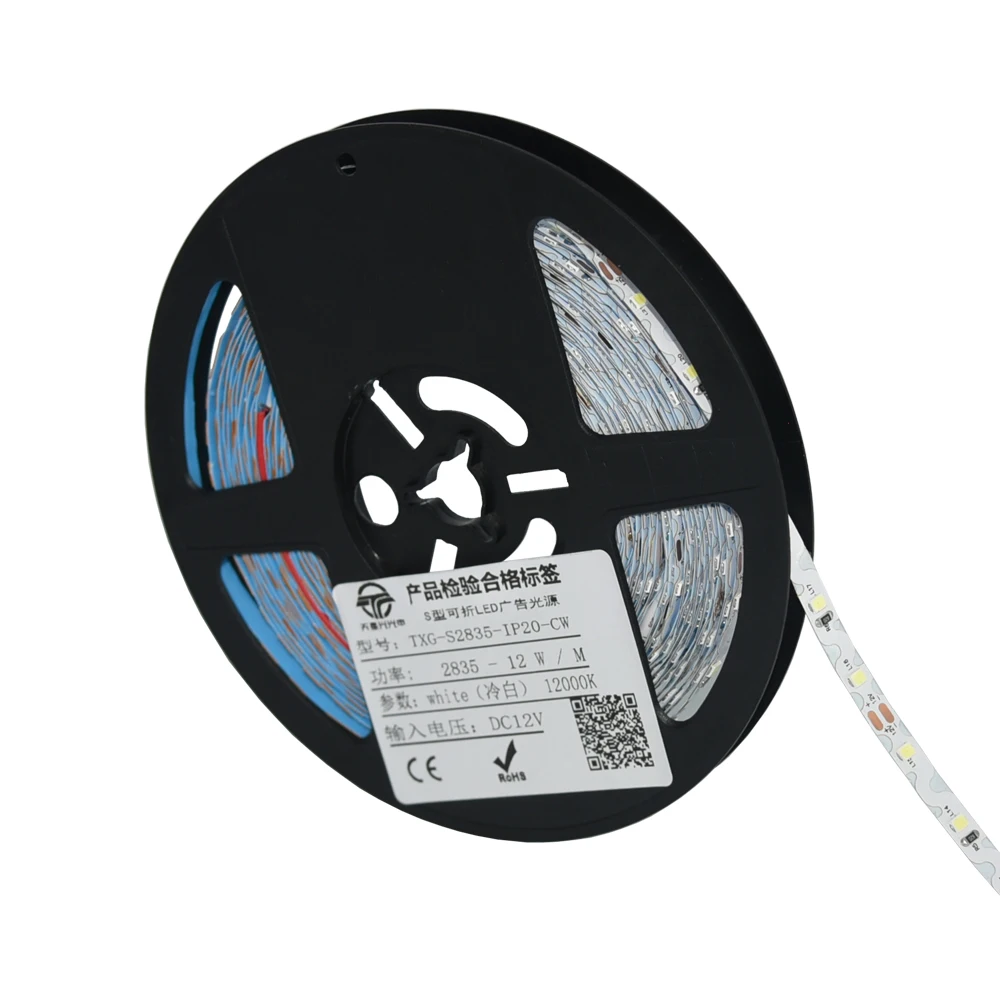 TXG 5 м/рулон 6 мм 60 Светодиодный s/m DC12V SMD2835 Одноцветный свободный изгиб S форма Светодиодная лента для channel letters back lightbox