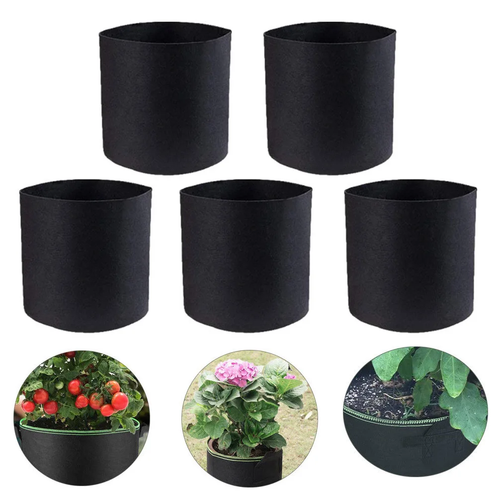 Хит продаж 5 шт. черные мешки для выращивания растений аэрация ткань кашпо корней