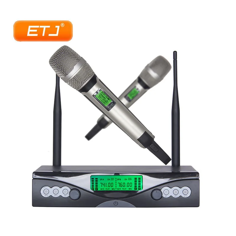 Профессиональный беспроводной микрофон 2 ручных передатчика караоке УВЧ SKM9001 |