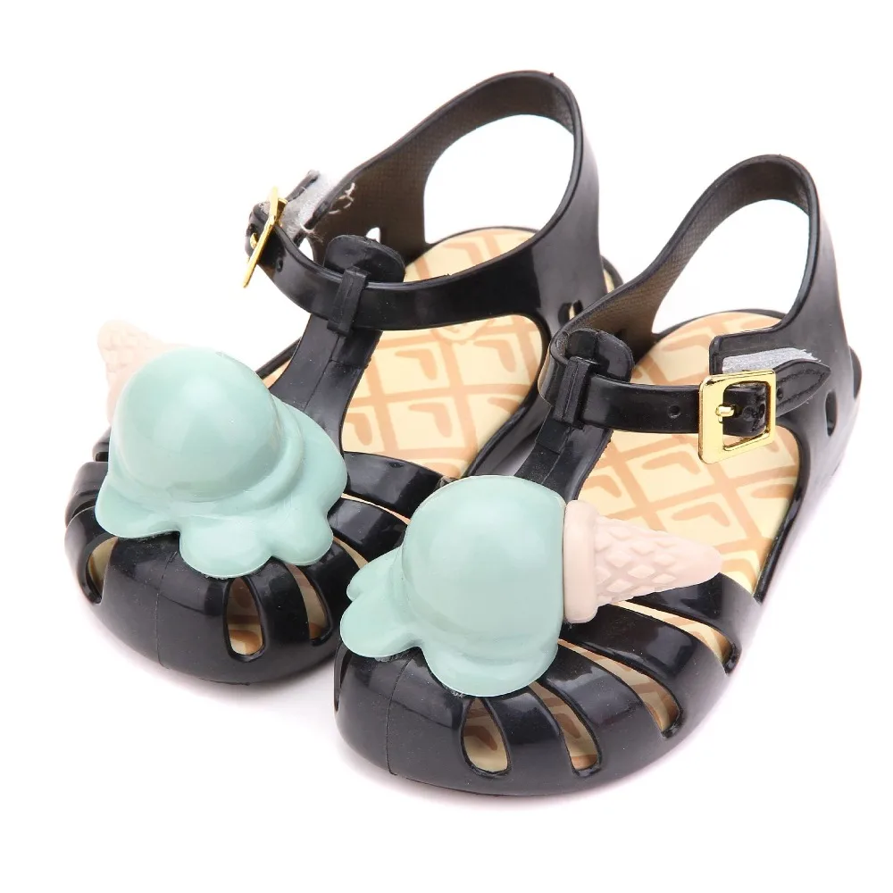 Mini Melissa/сандалии для девочек с мороженым; коллекция года; летние сандалии; обувь для дождливой погоды; сандалии Melissa; дышащая обувь с мягкой подошвой; римские сандалии