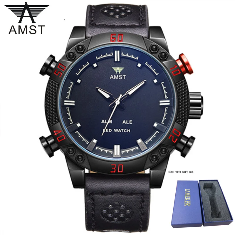 AMST мужские часы лучший бренд класса люкс Водонепроницаемые светодиодные