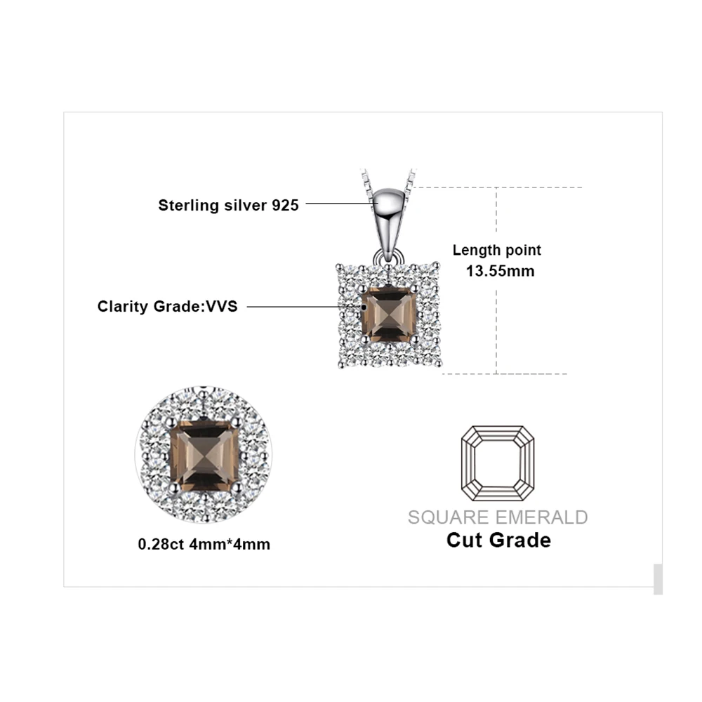 Jewelrypalace бренд классический 0.6 КТ площадь-cut подлинная дымчатый кварц Halo Подвески
