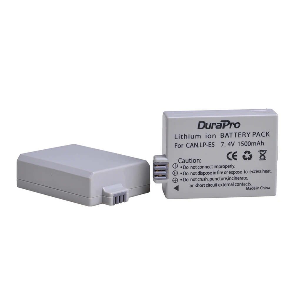 DuraPro 4pcs LP-E5 LP E5 LPE5 1500mAh запасная батарея для камеры Canon EOS 450D 500D 1000D KISS X2 X3 F Rebel XS XSi T1i |