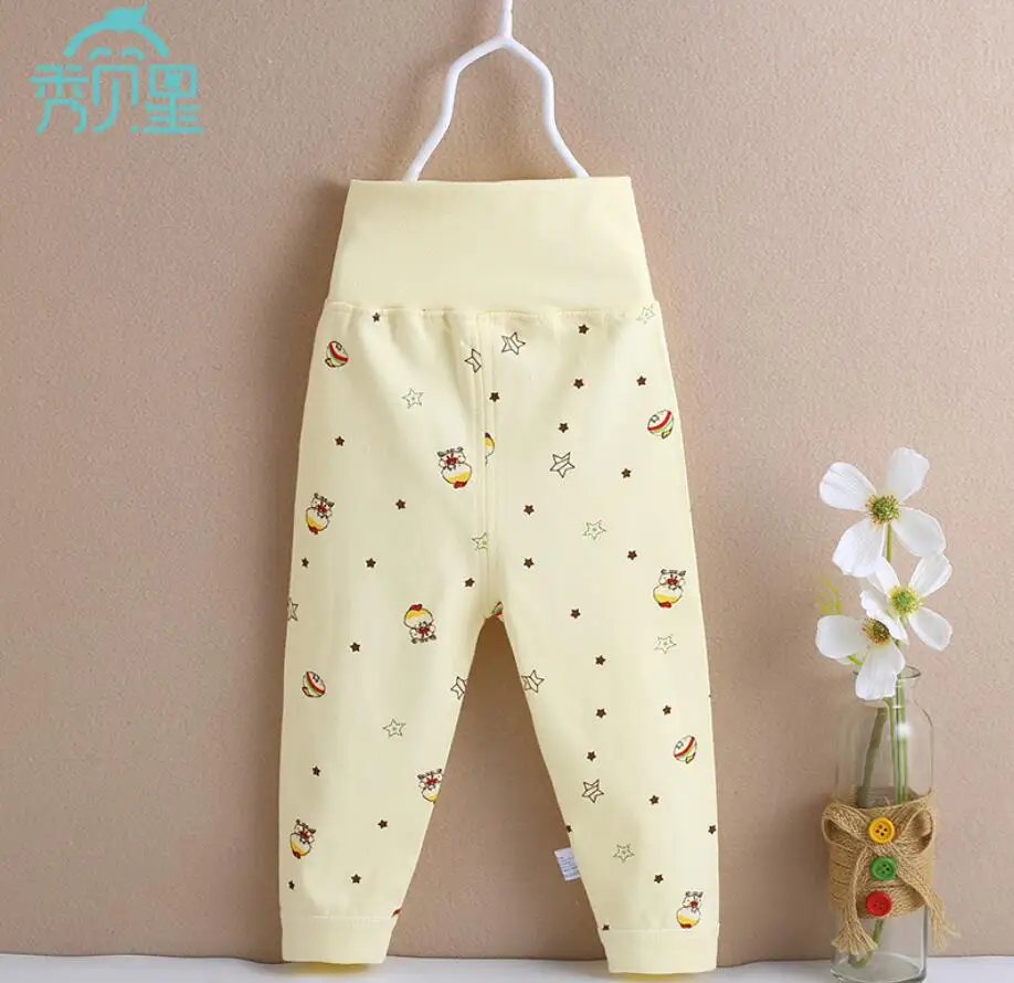 yellow woodpecker Штаны для малышей, длинные брюки из чистого хлопка для новорожденных, весенние леггинсы для маленьких мальчиков и девочек с высокой талией, широкие детские брюки - Цвет: yellow woodpecker