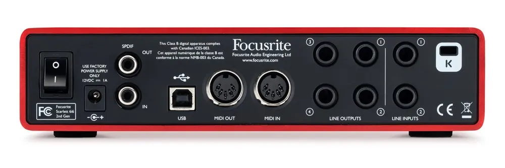 Focusrite Scarlett 6i6ii 6 дюймов/6 из USB 2.0 аудио Интерфейс с двумя микрофонные предусилители