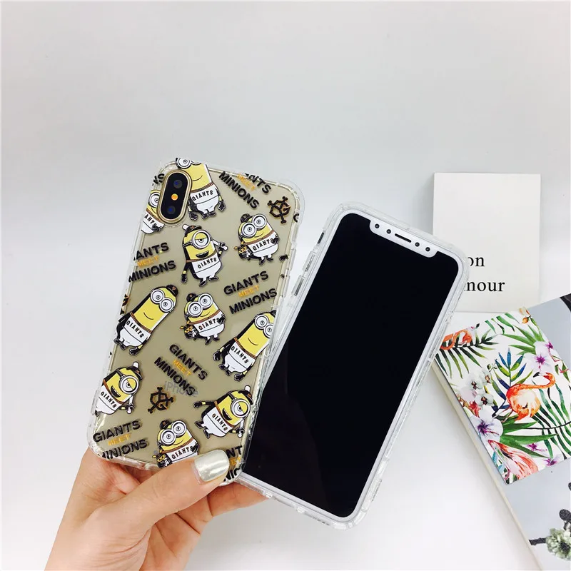 Newest for iPhone X 8 6 6s 7 plus phone cases Cute cartoon Emboss Despible Me 3 Minions soft TPU air-pressure back cover |