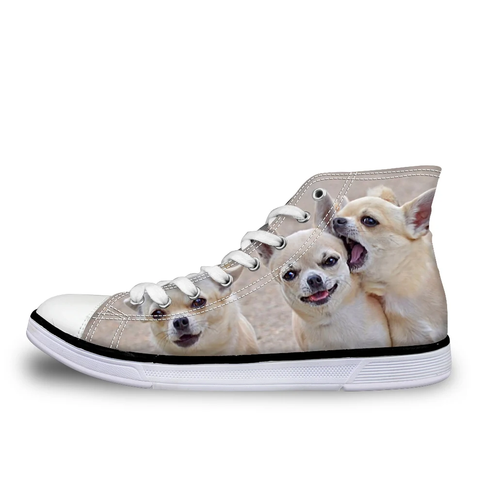 WHEREISART/Милая женская Вулканизированная обувь с принтом Чихуахуа парусиновая на