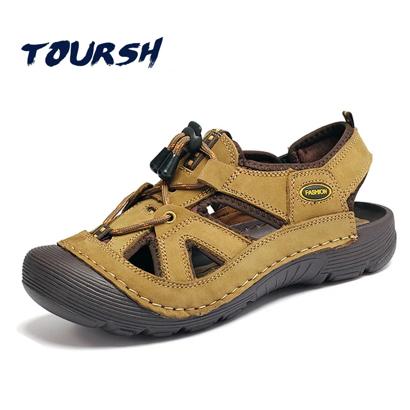 Toursh Пояса из натуральной кожи сандалии для прогулок Обувь Водонепроницаемый
