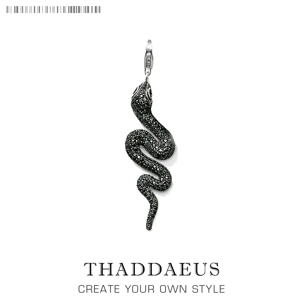 Кулон в виде черной змеи новинка зимы 2019 модное украшение из серебра 925 пробы